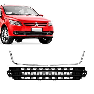 Grade Central Parachoque Vw Gol Voyage G5 C/ Friso Cromado