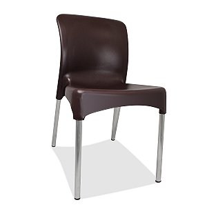 Cadeira plástica Sec Line Coffee com pés de Alumínio
