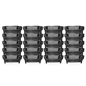 20 Cesto Expositor Organizador Empilhável 16 Litros Preto