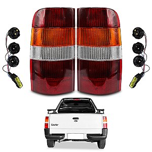 Kit Courier 1996/2009 Par Lanternas Traseiras Tricolor + Chicotes