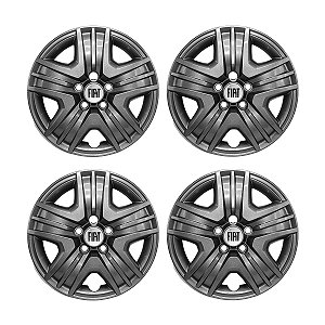 Jogo Calota Aro 16 Fiat Toro 2022/... Grafite Brilhante C/Emblema