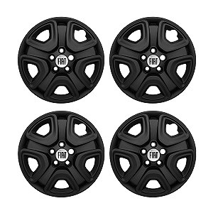 Jogo Calota Aro 16 Fiat Toro 2021/... Preto Fosco C/Emblema