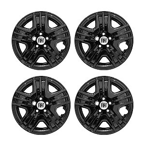 Jogo Calota Aro 16 Fiat Toro 2022/... Preto Brilhante C/Emblema