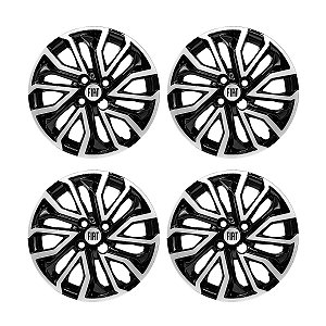 Jogo Calota Aro 15 Fiat Argo Cronos 2022/... Preto C/Prata