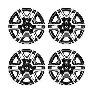 Jogo Calota Aro 14 Kwid 2018/2019 Preta Brilhante C/Prata