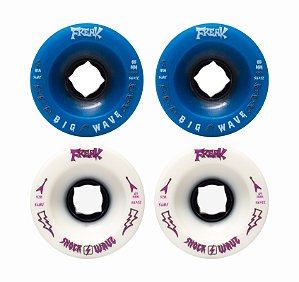 Freak SurfSkate | Roda para skate simulador 65mm | Combinção 2 Shock Wave 92a Branca e 2 Big wave 81a Azul Escura