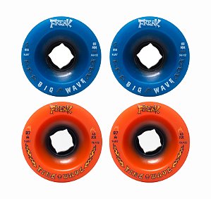 Freak SurfSkate | Roda para skate simulador 65mm | Combinação: 2 Fire Wave 87a Laranja e 2 Big wave 81a Azul escura