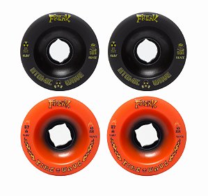Freak SurfSkate | Roda para skate simulador 65mm | Combinação: 2 Fire Wave 87a Laranja e 2 Atomic Wave 90A Preta.
