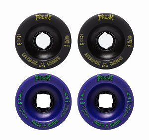 Rodas Freak | Roda para simulador de surf 65mm |Combinação: 2 Shock wave 92A Roxa e 2 Atomic wave 90A Preta