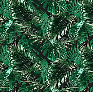 Tecido Gabardine Estampa Digital 5m - Floral Verde Escuro