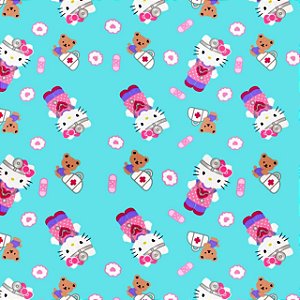 Tecido Microfibra Estampa Digital 0.50 cm - Hello Kitty enfermeira 2