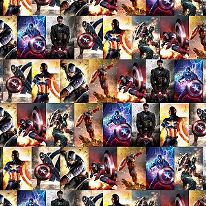 Tecido Oxfordine Estampa Digital 5m - Capitão América 3 Quadradinho