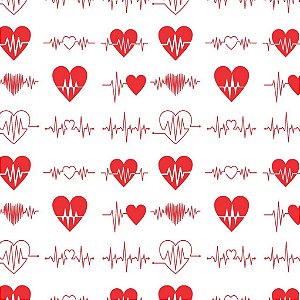 Tecido Oxfordine Estampa Digital 5m - Corações Medicina