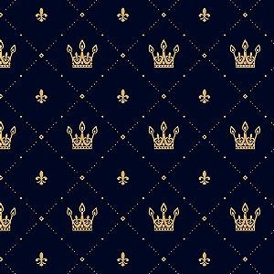 Tecido Oxfordine Estampa Digital 5m - Coroa Dourada Fundo Preto