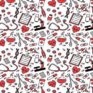 Tecido Oxfordine Estampa Digital 5m - Enfermagem com Fundo Branco