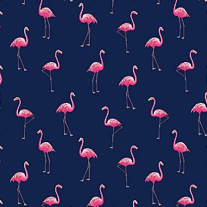 Tecido Oxfordine Estampa Digital 5m - Flamingo Azul Escuro