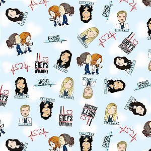 Tecido Oxfordine Estampa Digital 5m - Grey Azul