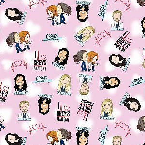 Tecido Oxfordine Estampa Digital 5m - Grey Rosa