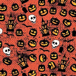 Tecido Oxfordine Estampa Digital 5m - Halloween Fundo Laranja