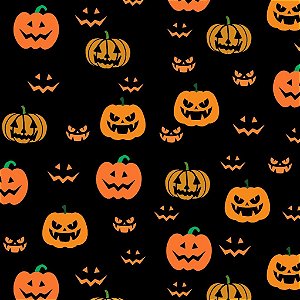 Tecido Oxfordine Estampa Digital 5m - Halloween Fundo Preto Abóboras