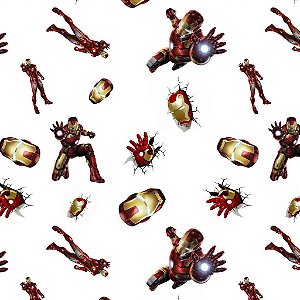 Tecido Oxfordine Estampa Digital 5m - Homem de Ferro Fundo Branco