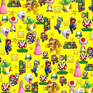 Tecido Oxfordine Estampa Digital 5m - Mario Amarelo