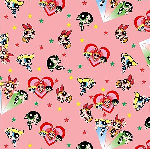 Tecido Oxfordine Estampa Digital 5m - Meninas Super Poderosas Fundo Rosa