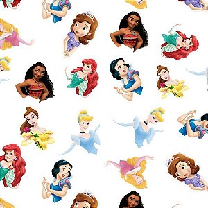 Tecido Oxfordine Estampa Digital 5m - Princesas Fundo Branco
