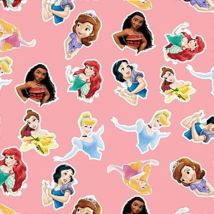 Tecido Oxfordine Estampa Digital 5m - Princesas Fundo Rosa