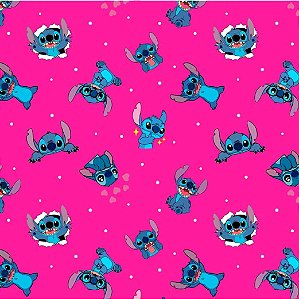 Tecido Microfibra Estampa Digital 0.50 cm - Stitch 3 / Pink