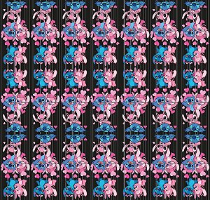 Tecido Microfibra Estampa Digital 0.50 cm - Stitch 7 Listrado Preto