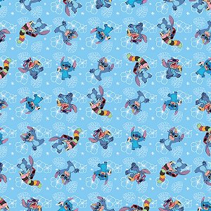 Tecido Microfibra Estampa Digital 0.50 cm - Stitch 11 / Azul