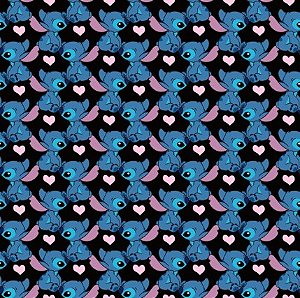 Tecido Microfibra Estampa Digital 0.50 cm - Stitch 18 / Preto