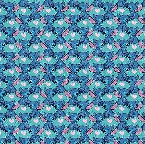 Tecido Microfibra Estampa Digital 0.50 cm - Stitch 18 / Verde Água