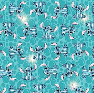 Tecido Microfibra Estampa Digital 0.50 cm - Stitch 23 / Verde Água