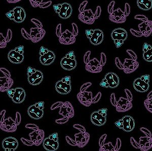 Tecido Microfibra Estampa Digital 0.50 cm - Stitch 28 / Azul Claro e Rosa