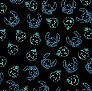 Tecido Microfibra Estampa Digital 0.50 cm - Stitch 28 / Verde e Azul