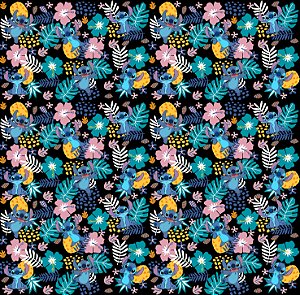 Tecido Microfibra Estampa Digital 0.50 cm - Stitch / Preto