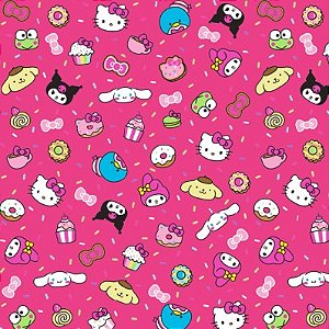 Tecido Microfibra Estampa Digital 0.50 cm - Hello Kitty 8 pink