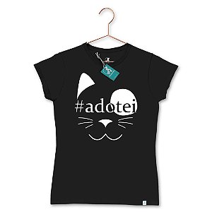 T-Shirt - #ADOTEI - Gato - Preto
