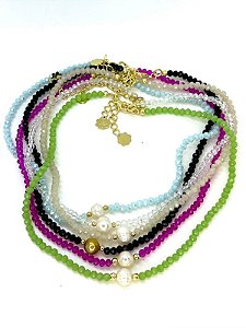 Chocker de cristal com pérola de água doce