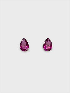 BRINCO GOTA COM ZIRCONIA FUCSIA