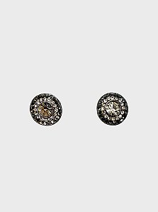 BRINCO REDONDO GRAFITE COM STRASS JET HEMATITE E GOHON