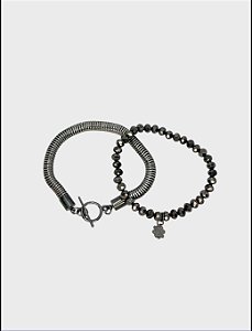 PULSEIRA 2V. DE CORR. RABO DE RATO GRAFITE E CRISTAL METALIZADO