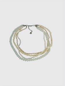 Colar 4v. de cristais brancos e off white