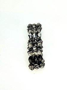 Pulseira 3v. de cristais jet hematite, black diamont e jet com corrente