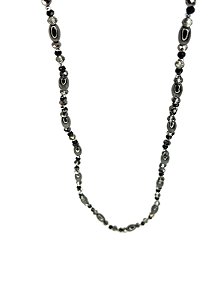Colar 1v. de minicristais preto, prata, black diamont e pedra jet hematite
