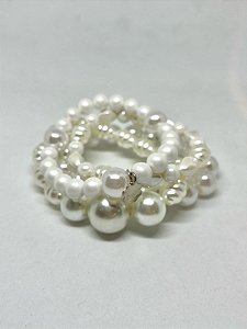 Pulseira 4v. de perolas brancas diversas