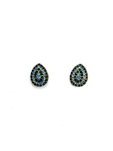 Brinco gota o. velho com strass azul montana e lt safira