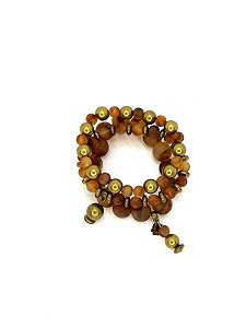 Pulseira 3v. de resina fosca marrom e abs o. velho
